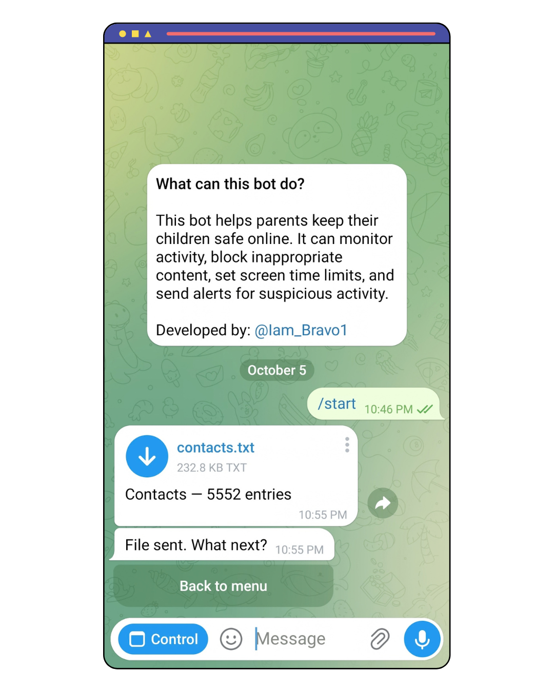ParentControl contacts interface