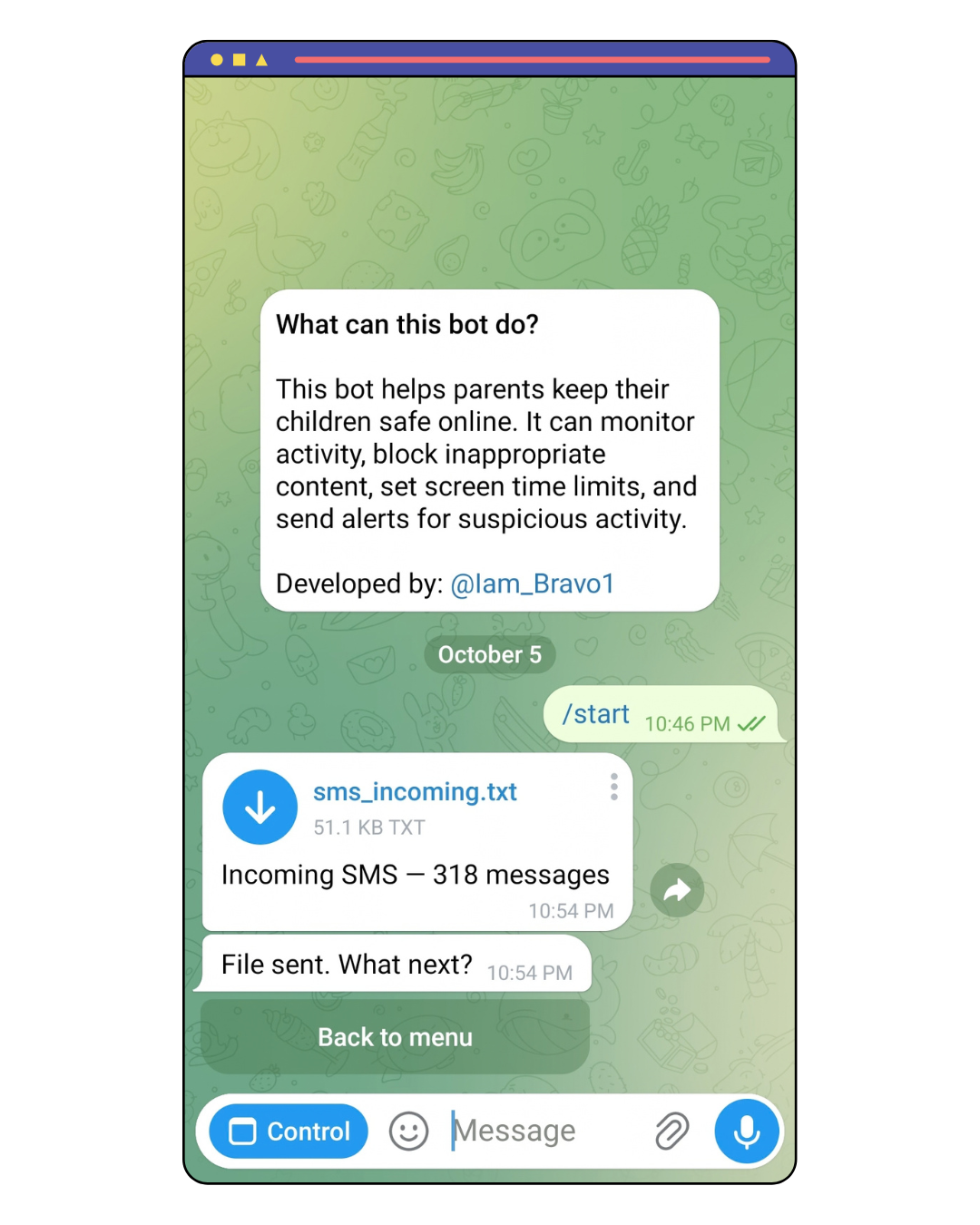 ParentControl SMS interface